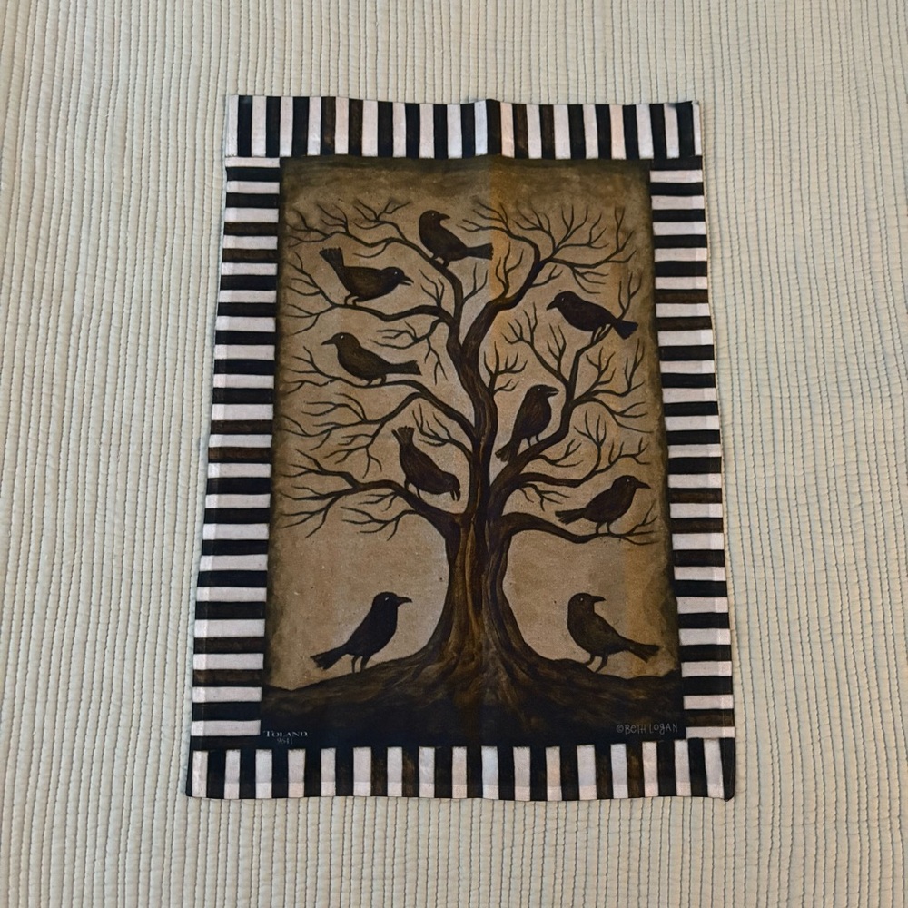 Halloween Yard Flag Banner Black Birds Double Sided Spooky